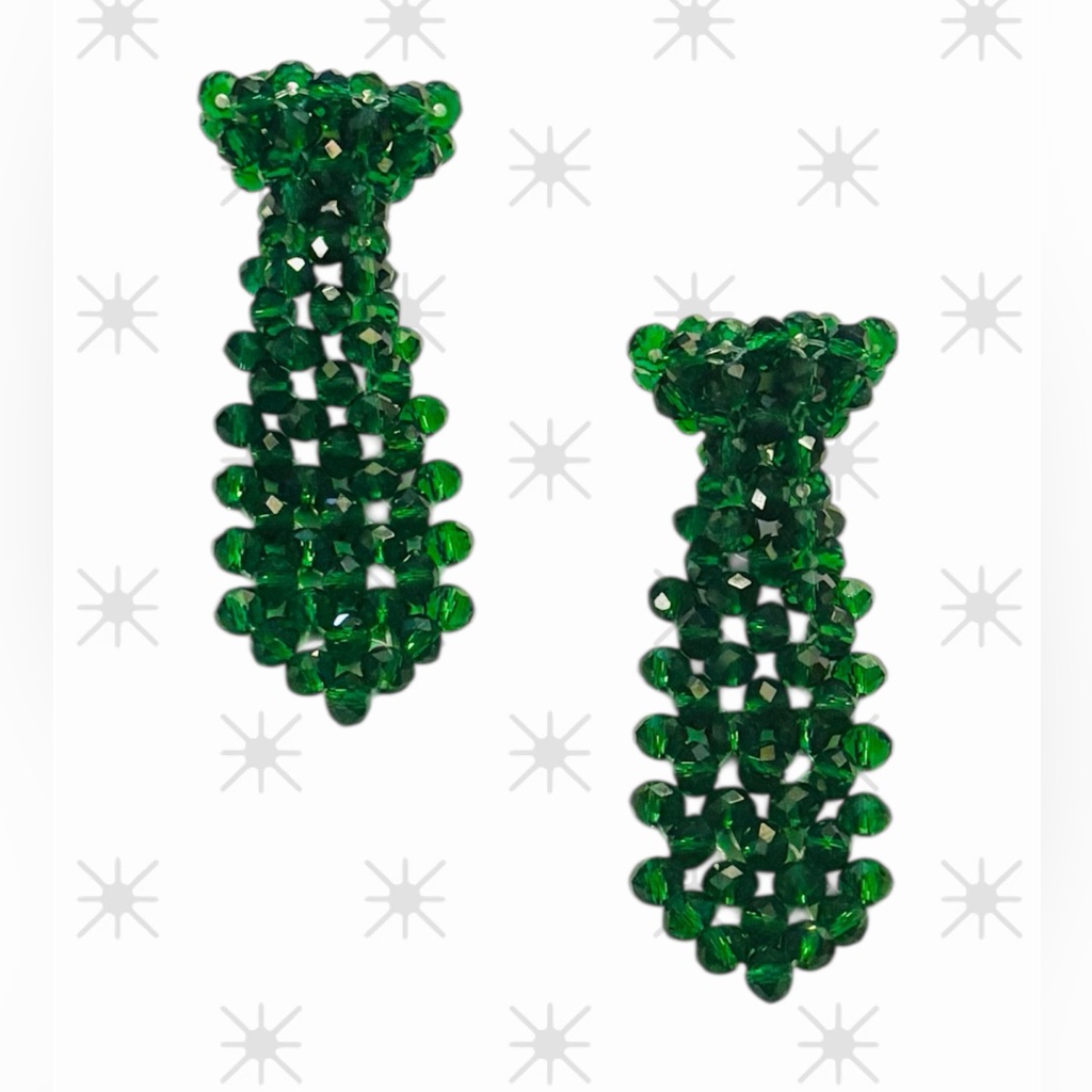 Sassy Jones Green Beaded Tie Design Earrings 38$